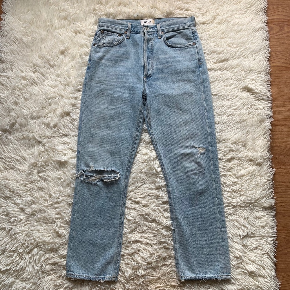 Agolde Riley High Rise Button Fly Jeans Size 27 - Picture 1 of 14